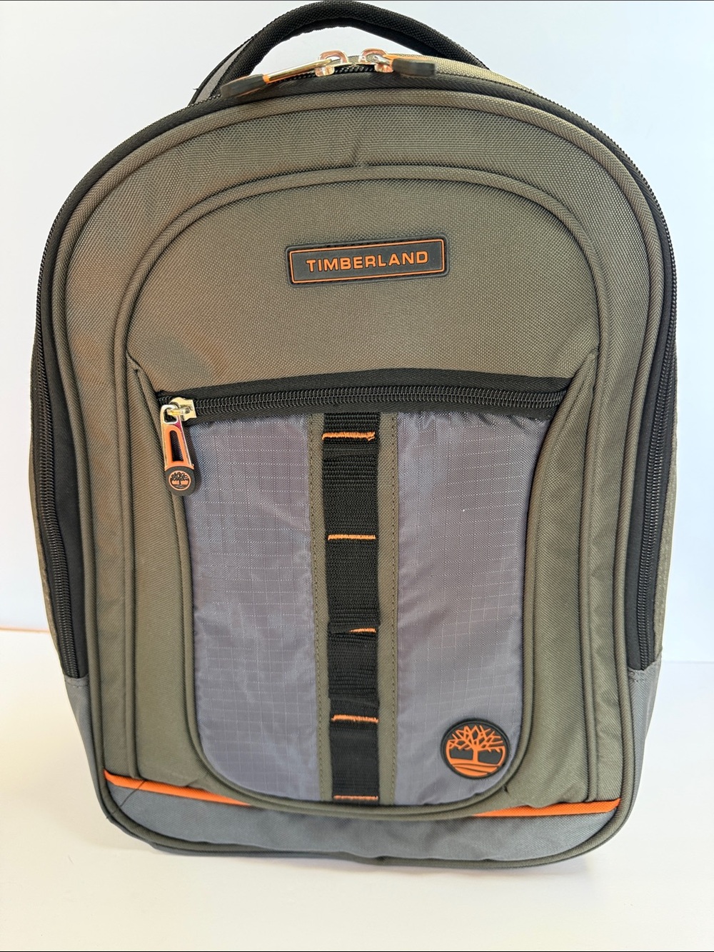 Timberland Backpack/ Laptop Bag Olive and Gray with Orange Accents
